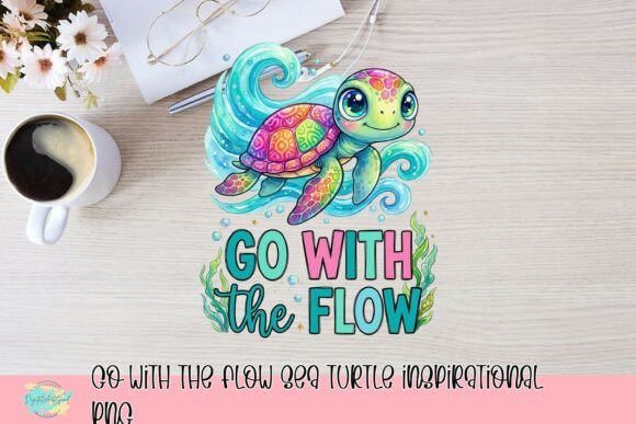 Download Go with the Flow Sea Turtle Inspirational PNG - Png Collection