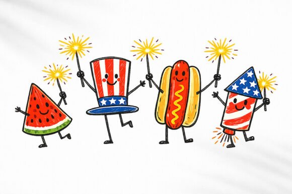 Download Patriotic Doodle PNG Cute USA Summer Art - Png Collection