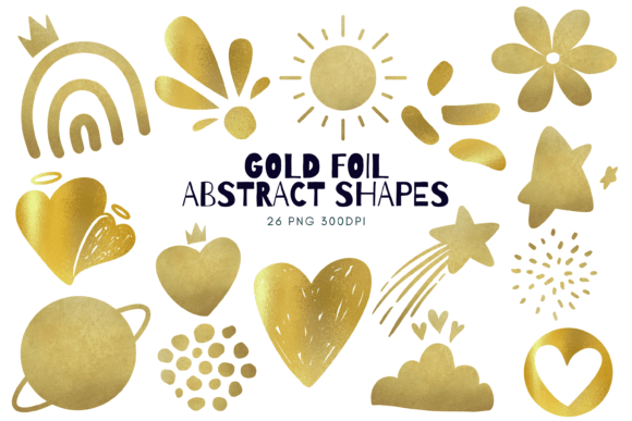 Download Gold Foil Abstract Shapes PNG - Png Collection