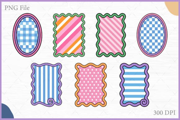 Download Retro Wavy Pattern Frame Clipart PNG Set - Png Collection