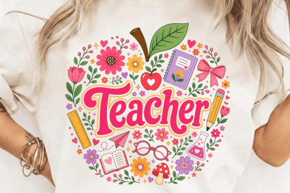 Download Retro Floral Teacher PNG Sublimation - Png Collection