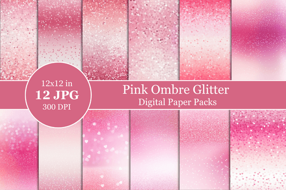 Download Pimk Ombre Glitter Digital Paper - Digital paper Collection