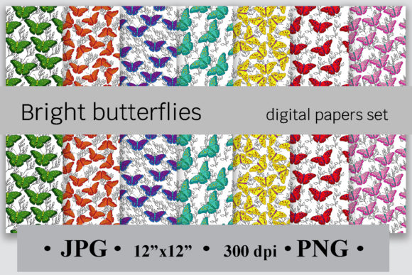 Download Bright Butterflies Digital Papers Set - Digital paper Collection