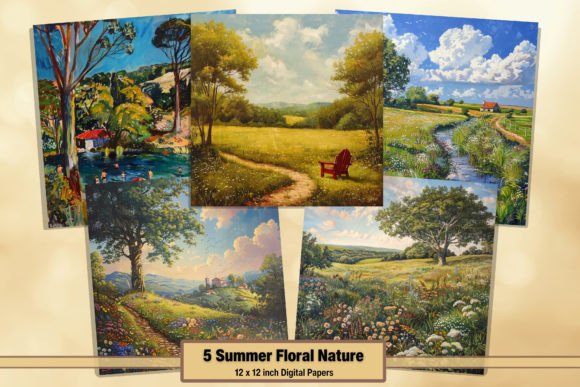 Download Summer Nature Scene Digital Paper Pack 6 - Digital paper Collection