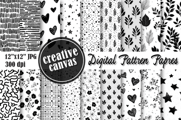 Download Black &amp; White Digital Paper Bundle - Digital paper Collection