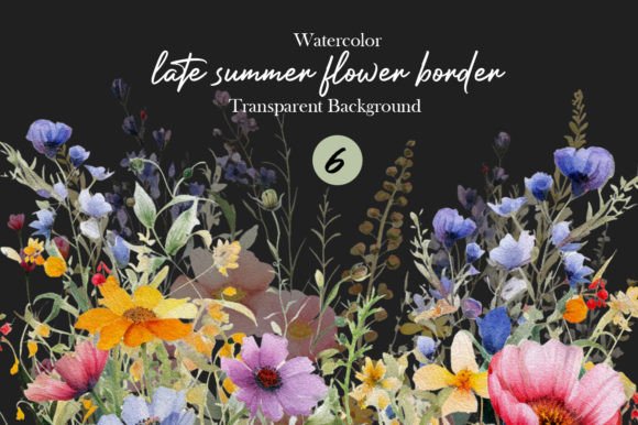Download Watercolor Late Summer Flower Border PNG - Png Collection