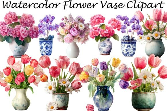 Download Watercolor Flower Vase Clipart - Flower vase clipart Collection