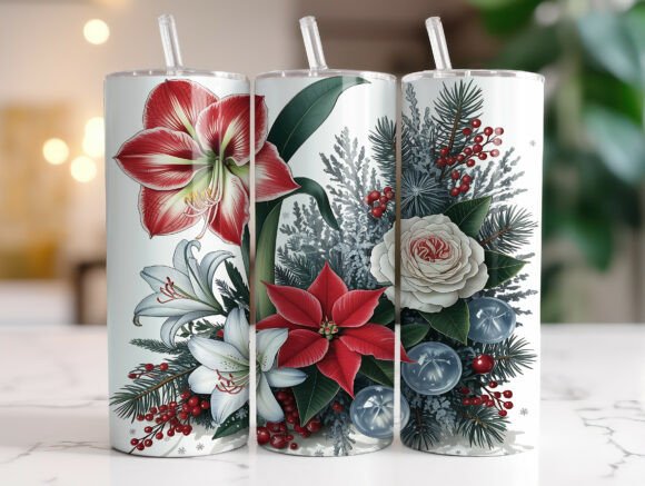 Download Elegant Holiday Flowers Tumbler Wrap PNG - Png Collection