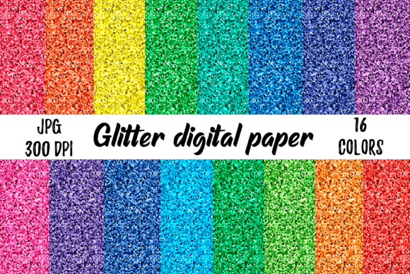 Download Glitter Digital Paper 16 Rainbow Colors - Digital paper Collection
